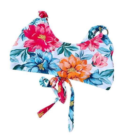 time & true swim top 2x XXL plus tropical swimsuit bikini adjustable ties strap - Picture 1 of 3